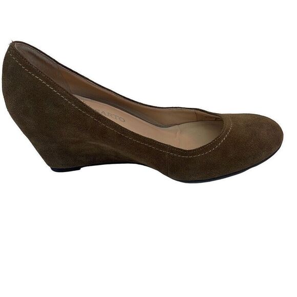 Franco Sarto Wedge Shoe Comfort Womens 7 Zaina Tan Suede Slip On Round Toe - Picture 3 of 9